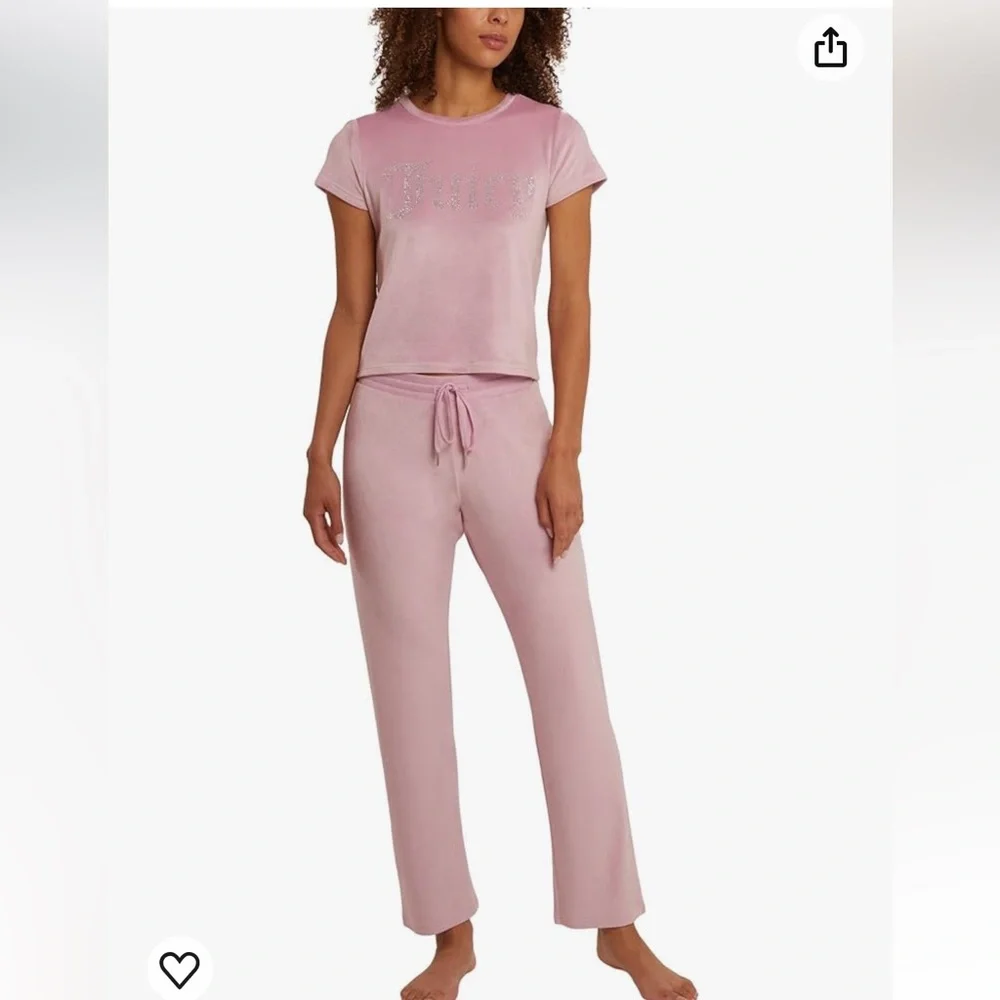 New Juicy Couture Pink Velour Bling Top & Pants 2 Piece Set - Picture 10 of 17